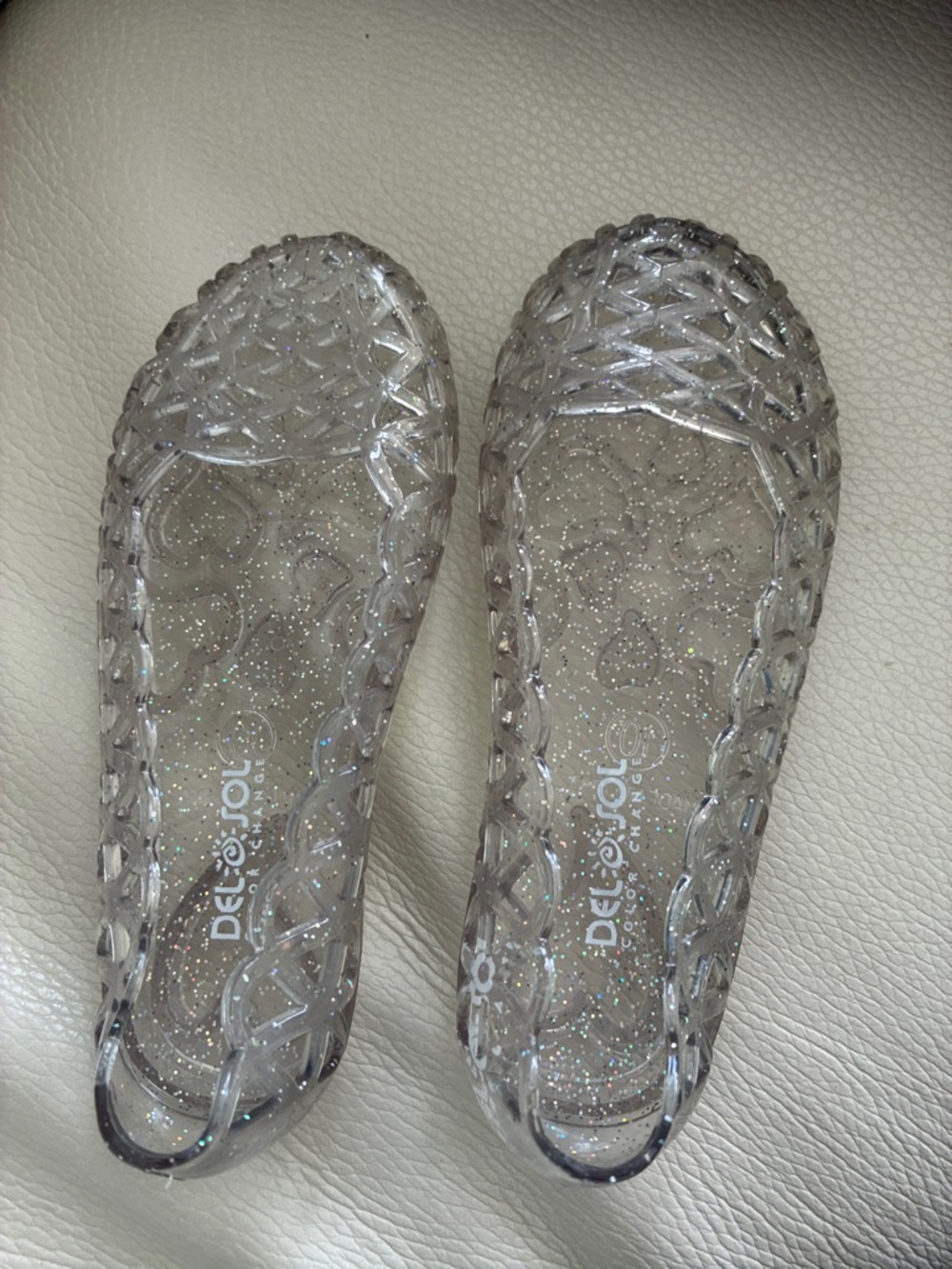 Del Sol Color Change Glitter Jelly Flats - Girls 10